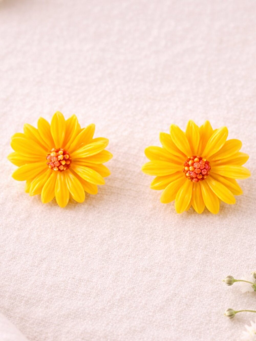 Yellow Daisy Resin Stud Earrings Bright Floral Summer Jewelry